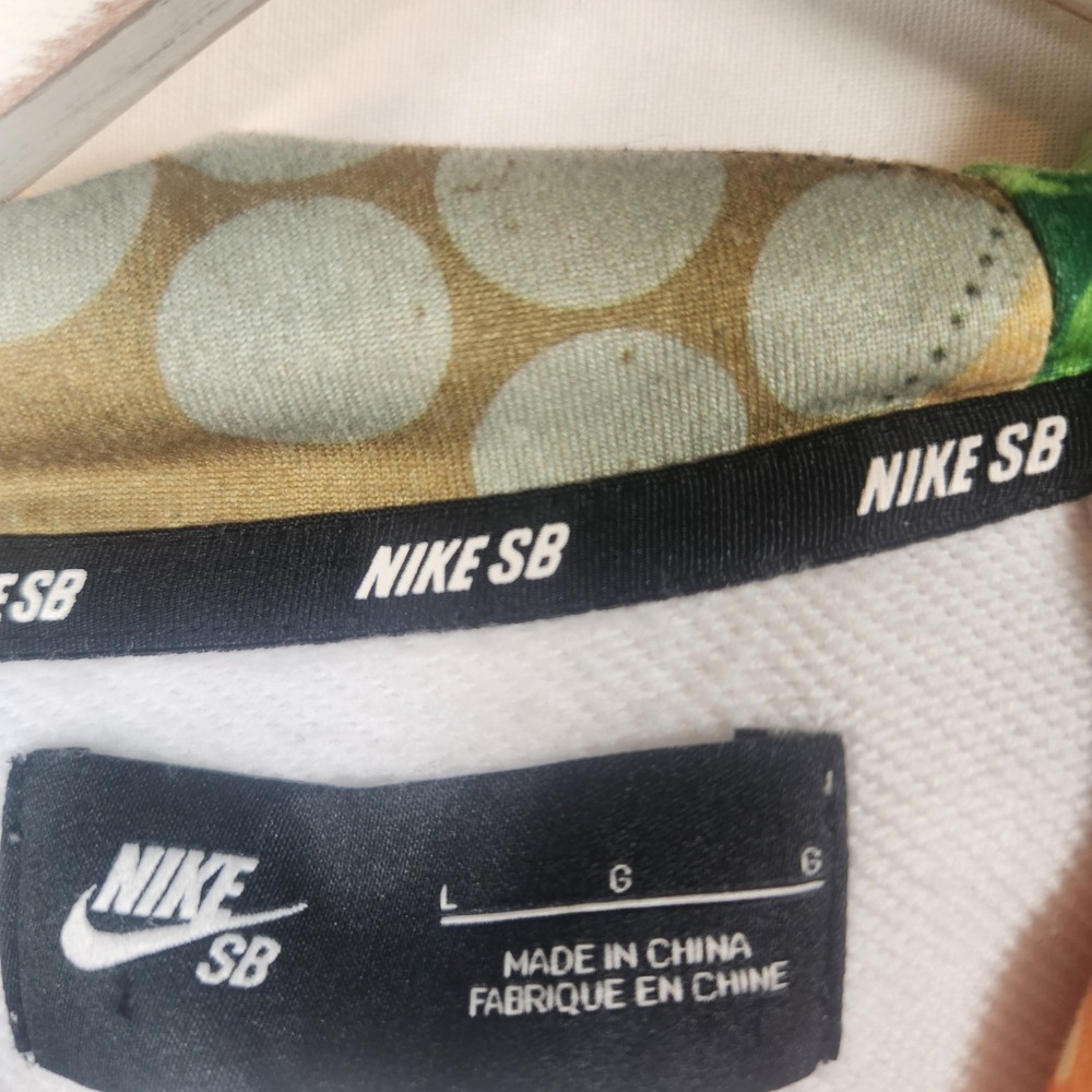 Nike SB Mens White Patchwork‎ Hood Pullover Hoodie Large Skateboarding Logo - Picture 5 of 10